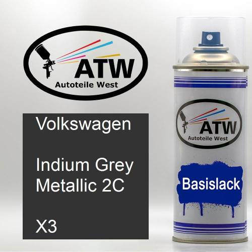 Volkswagen, Indium Grey Metallic 2C, X3: 400ml Sprühdose, von ATW Autoteile West.